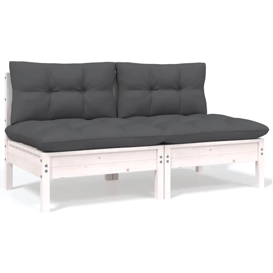 vidaXL 9-delige Loungeset met kussens massief grenenhout Wit