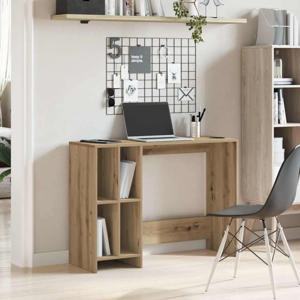 vidaXL Bureau 102,5x35x75 cm bewerkt hout oud houtkleurig bruin, foto 3