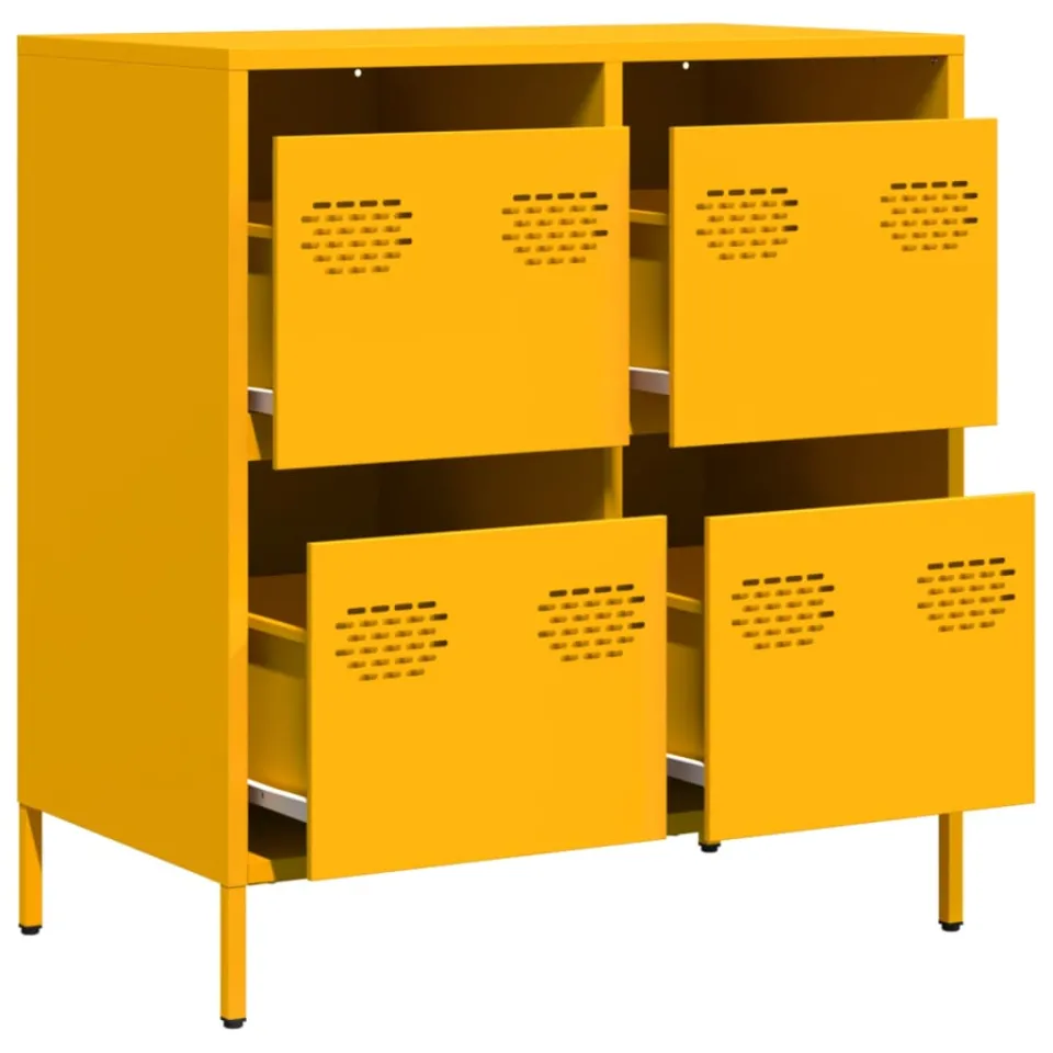 vidaXL Dressoir 68x39x73,5 cm koudgewalst staal mosterdgeel, foto 4