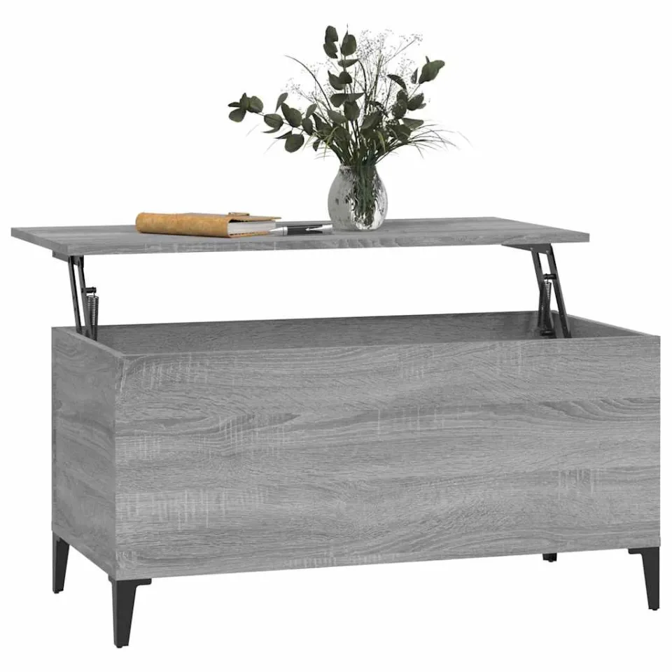 vidaXL Salontafel 90x44,5x45 cm bewerkt hout grijs sonoma eikenkleurig, foto 4