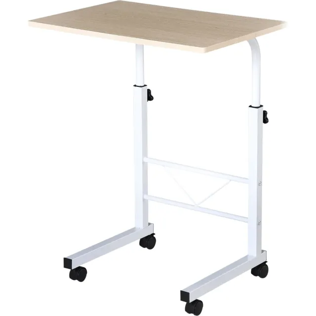 Homona Bijzettafel - C-vormig - In hoogte verstelbaar - Met wielen en remmen - 60 x 40 x 68-78 cm - Esdoornwit