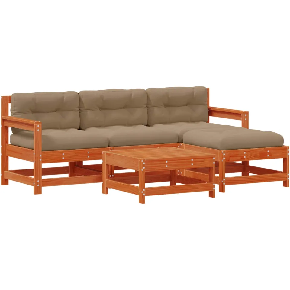 vidaXL Tuin loungeset 5 st Wax Bruin Den Massief grenenhout, foto 3