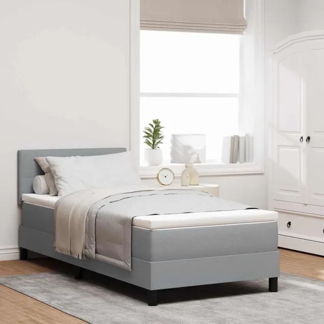 vidaXL Boxspringbed met hoofdeinde Lichtgrijs 80 x 200 cm Stof
