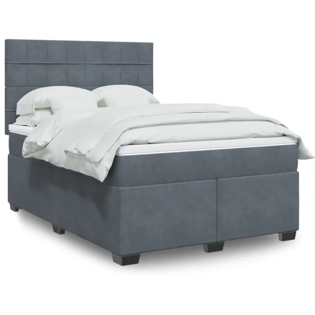 vidaXL Boxspring met matras fluweel donkergrijs 160x200 cm grijs