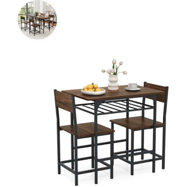 GranMaison Bartafel keuken - Bartafel Set - Barkruk - Barstoel - Keukenstoel - Voetsteun - Bruin Bruin + Zwart