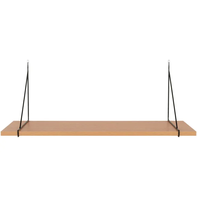 QUVIO Wandplank - Natuurlijke uitstraling - Zwart stalen frame - 80x29 cm