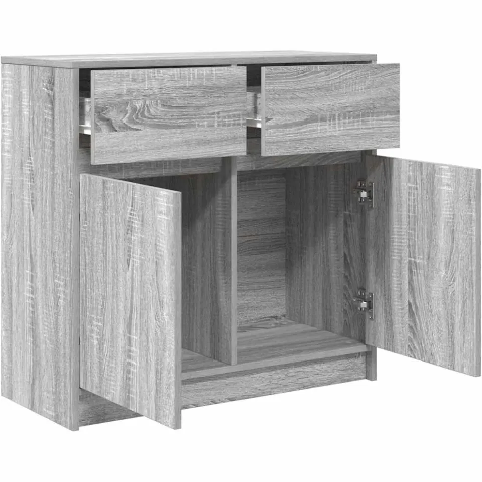 vidaXL Dressoir met lade 80x34x76 cm spaanplaat grijs sonoma, foto 4