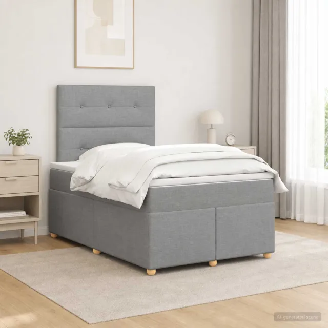 vidaXL Boxspringbed met matras Lichtgrijs 120 x 200 cm Stof