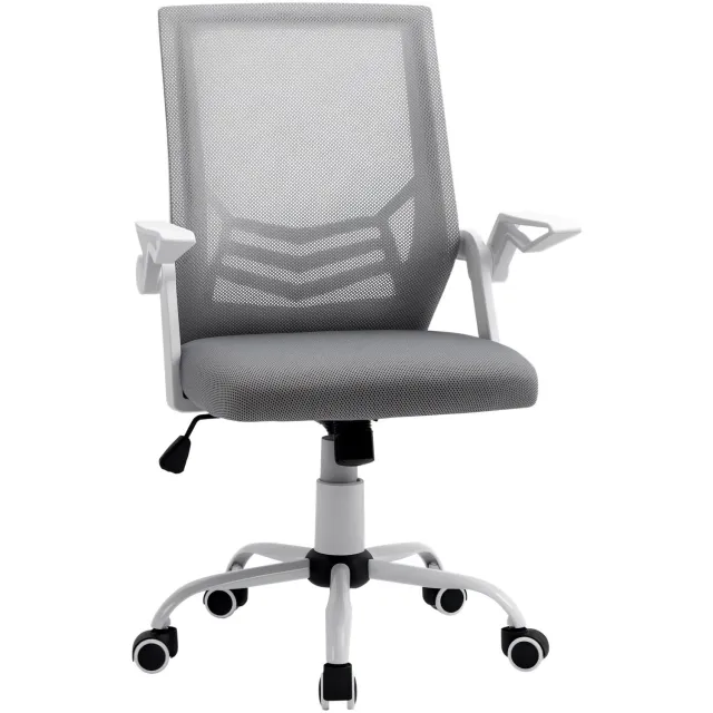 MUVANO Ergonomische bureaustoel met armleuningen - Ademende netrug - Lendensteun - 62,5 x 55 x 94-104 cm - Verstelbare zithoogte - Voor kantoor en thuis - Grijs