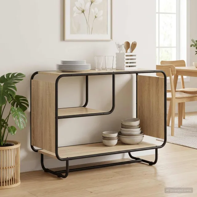 vidaXL Dressoir Sonoma Eiken 93,5 x 37,5 x 64,5 cm Bewerkt hout, foto 2