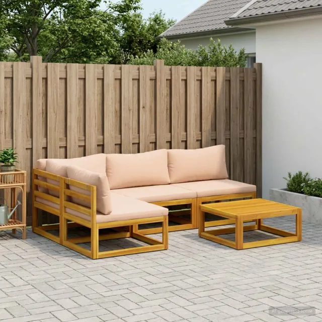 vidaXL Bankstel 5 st Naturel Massief Acaciahout Beige