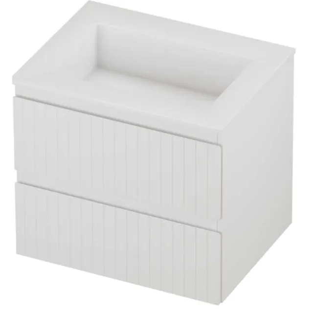 Proline Aristo Badmeubelset Polystone Elegant Gefreesd 60x46x54 cm Glans Wit Mat Wit