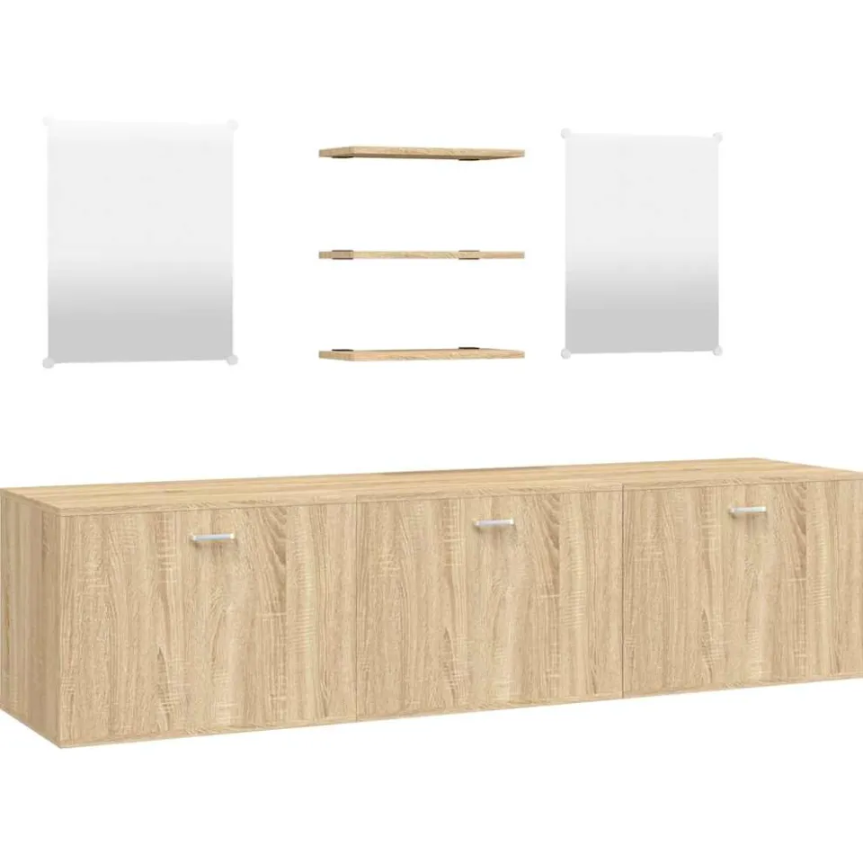 vidaXL 6-delige Badkamermeubelset bewerkt hout eikenkleurig, foto 3