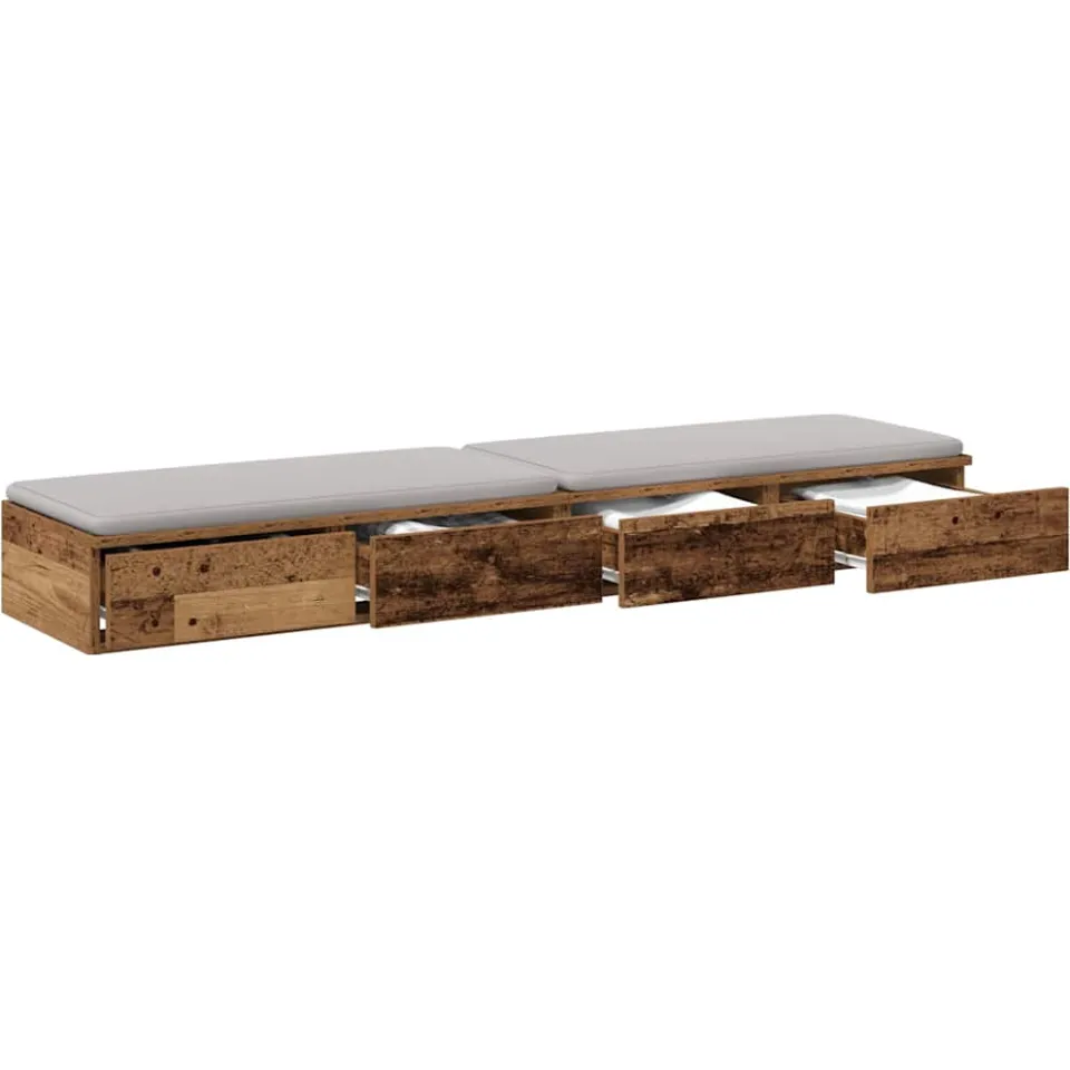 vidaXL Bedlades met lade Oudhout 160 x 36,5 x 16,5 cm Bewerkt hout Wit