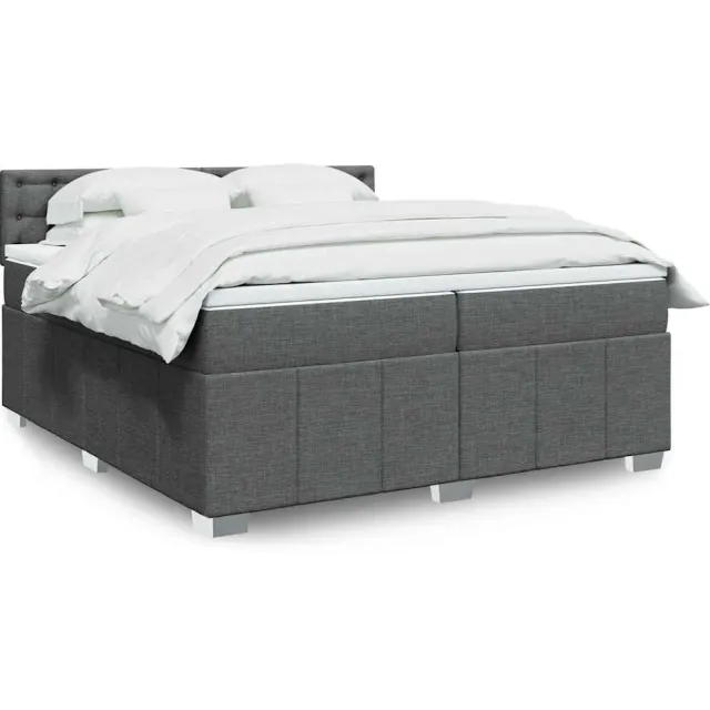 vidaXL Boxspring met matras stof donkergrijs 200x200 cm grijs