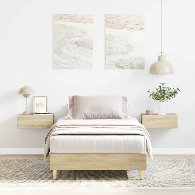 vidaXL Bedframe zonder matras 100x200cm spaanplaat sonoma eikenkleurig Bruin