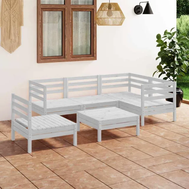 vidaXL 6-delige Loungeset massief grenenhout wit, foto 2