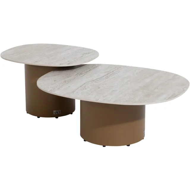 4 Seasons Outdoor Sofie lounge tuintafels set van 2 keramisch blad amber 4 Seasons Outdoor
