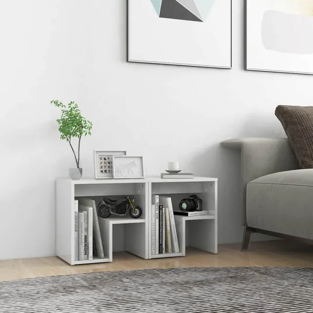vidaXL Nachtkastjes 2 st 40x30x40 cm bewerkt hout hoogglans wit, foto 2