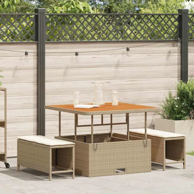 vidaXL Tuin eettafelset 3 st Beige poly rattan, foto 2