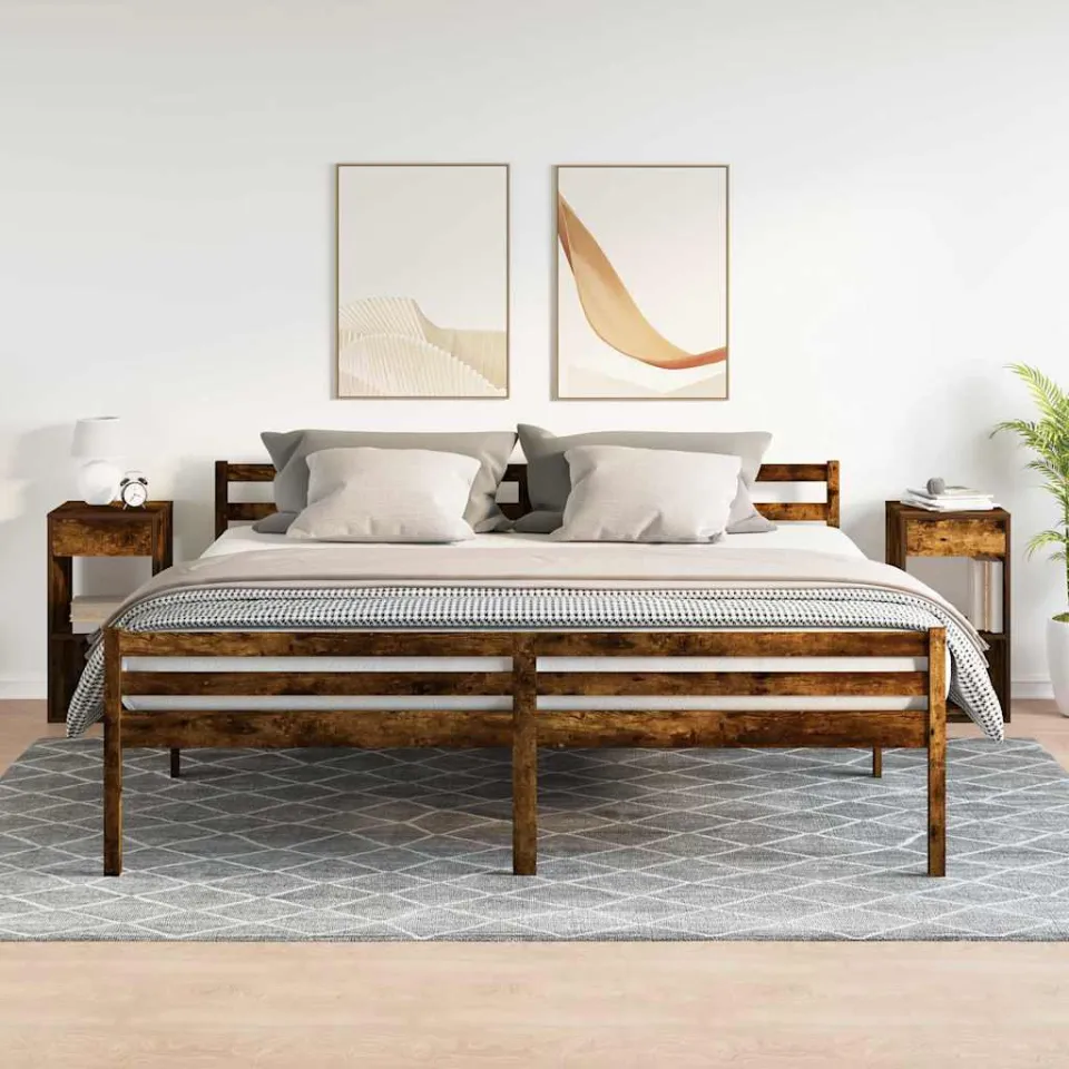 vidaXL Nachtkastjes 2 st met lade 35x34x66,5 cm gerookt eikenkleurig, foto 2