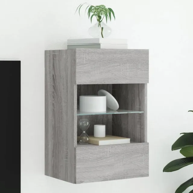 vidaXL Tv-wandmeubel met LED-verlichting 40x30x60,5 cm grijs sonoma, foto 2