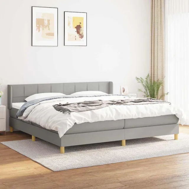 vidaXL Boxspring met matras stof lichtgrijs 200x200 cm grijs