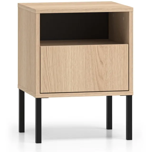 Selsey Barnee – Nachtkastje met lade – 40 cm – Eiken Zwart