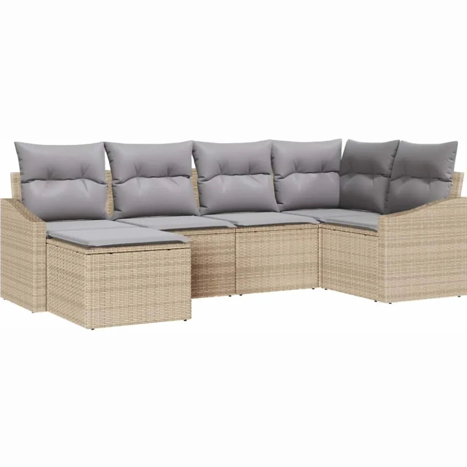 vidaXL Bankstel 6 st Beige poly rattan, foto 4