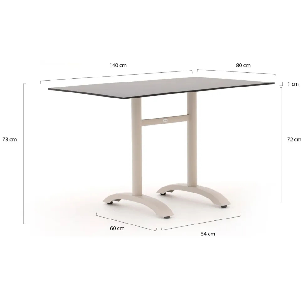 Bellagio tuinmeubelen Bellagio Lisio tuintafel 140x80x73cm taupe, foto 3