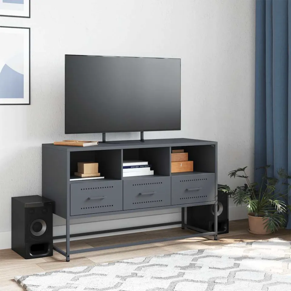 vidaXL Tv-meubel 100,5x39x60,5 cm staal antracietkleurig, foto 2