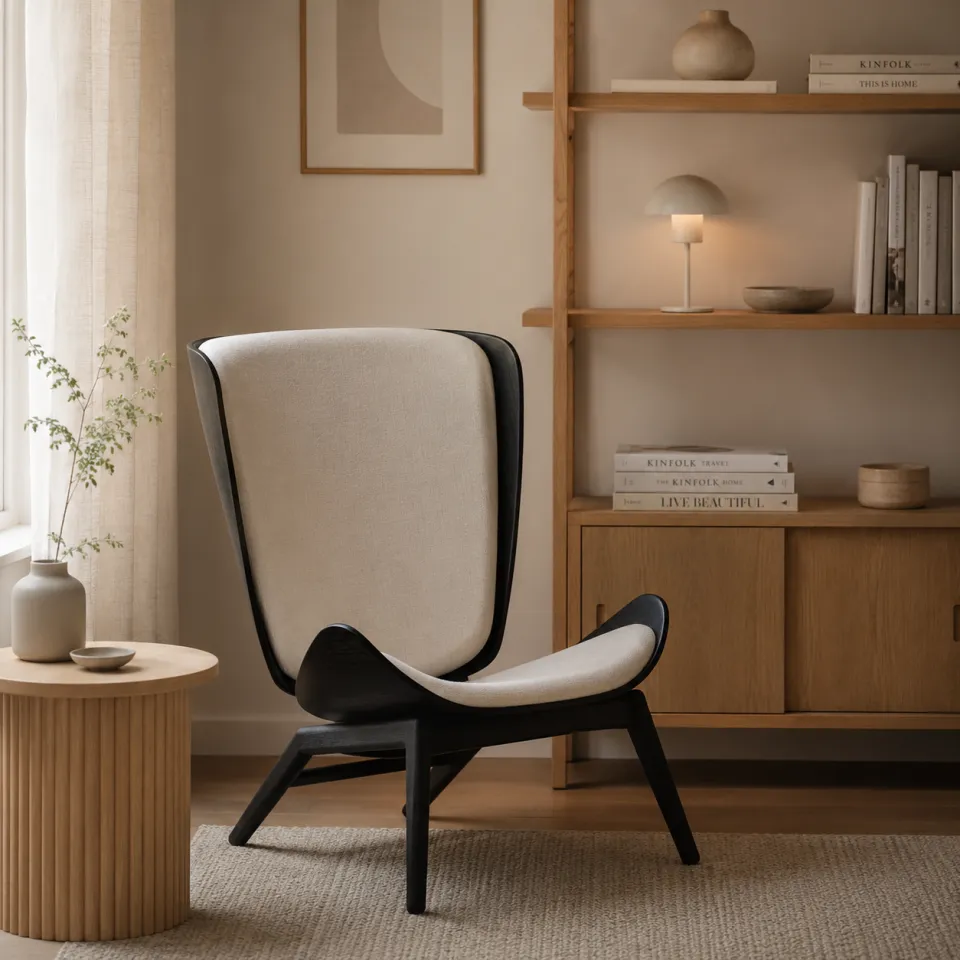 Umage The Reader zwart houten fauteuil white sands, foto 2