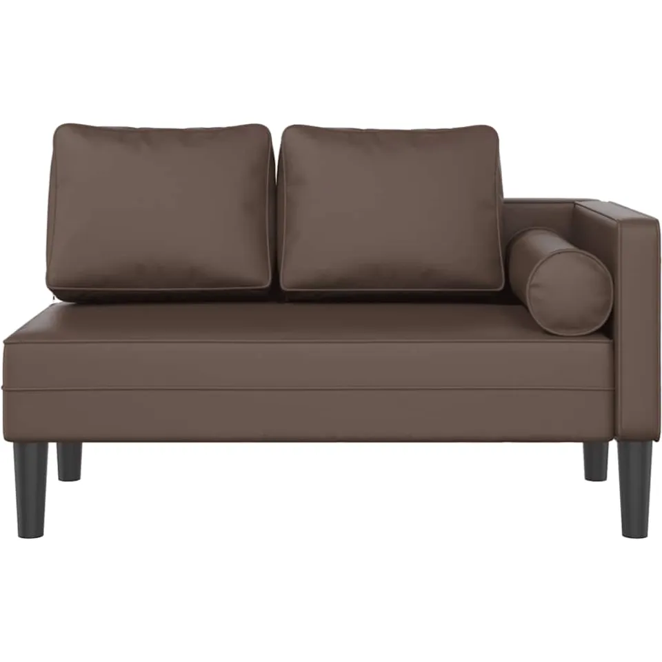 vidaXL Chaise longue met kussens kunstleer bruin