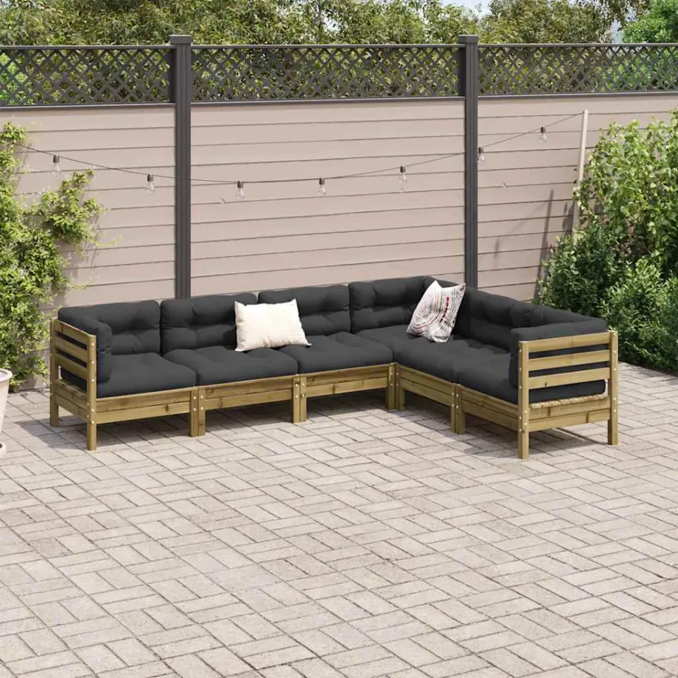 vidaXL 6-delige Loungeset met kussens geïmpregneerd grenenhout bruin, foto 2