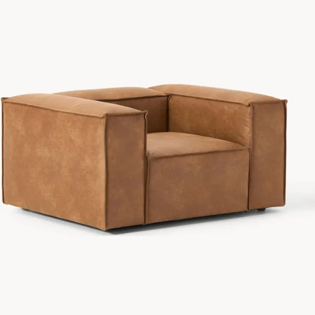 Westwing Collection Leren fauteuil Lennon Bruin