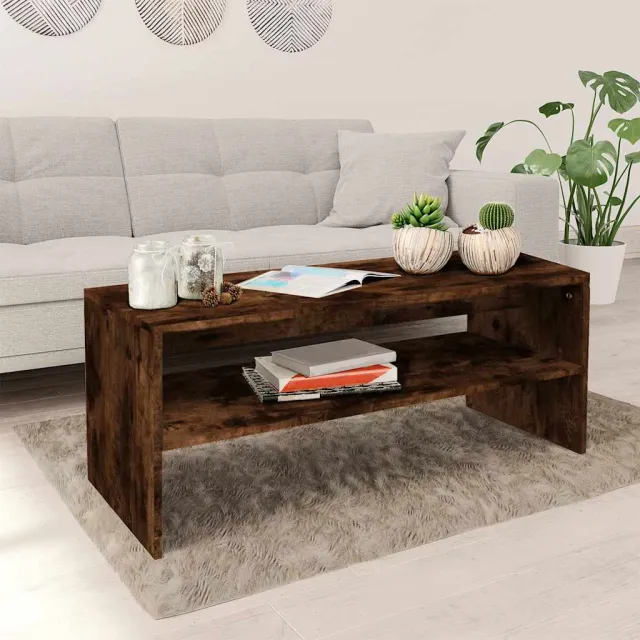 vidaXL Salontafel 100x40x40 cm bewerkt hout gerookt eikenkleurig, foto 2