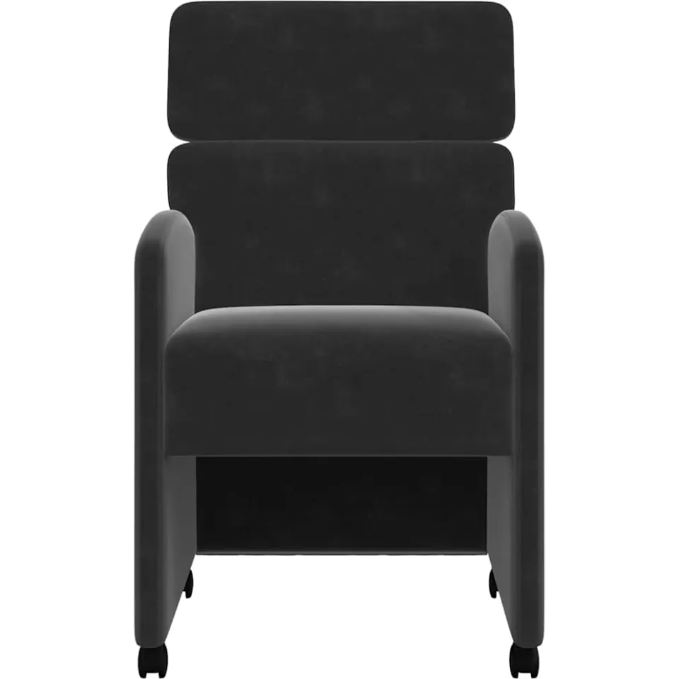 vidaXL Eetkamerstoelen met Wieltjes 2 st Fluweel Zwart 58 x 65 x 98 cm, foto 4