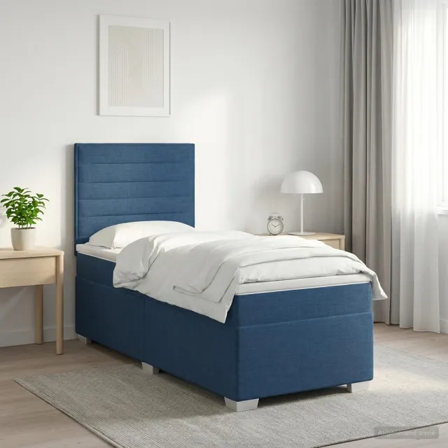vidaXL Boxspringbed met matras met hoofdeinde Blauw 100 x 200 cm Stof