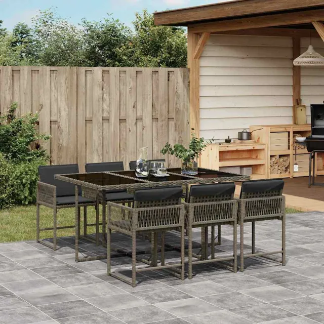 vidaXL 7-delige Tuinset met kussens poly rattan grijs, foto 2
