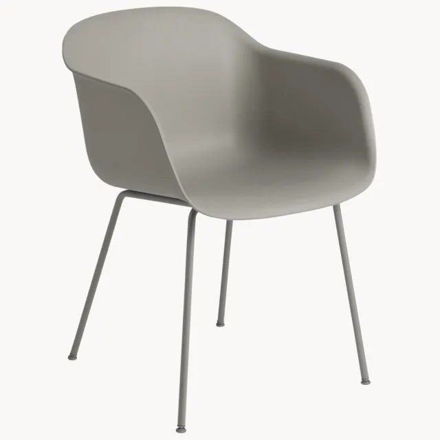 Muuto Eetkamerstoel Fiber met armleuningen Grijs