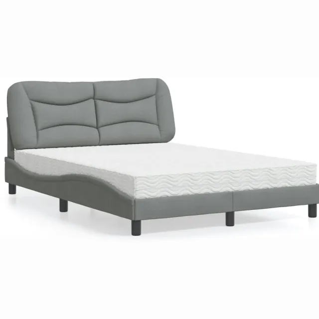 vidaXL Bed met matras "Hvar" stof lichtgrijs 120x200 cm