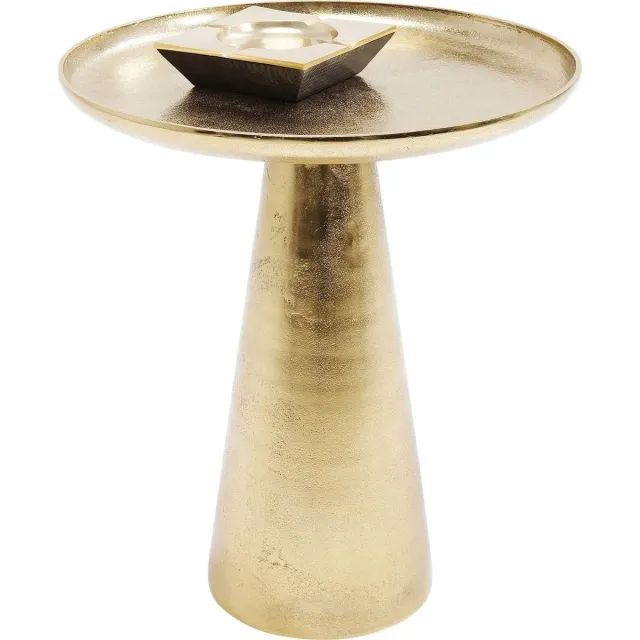 Ibenzoa Elegant Aluminium Accent Table with Eastern-Inspired Design for Living Room or Bedroom goud