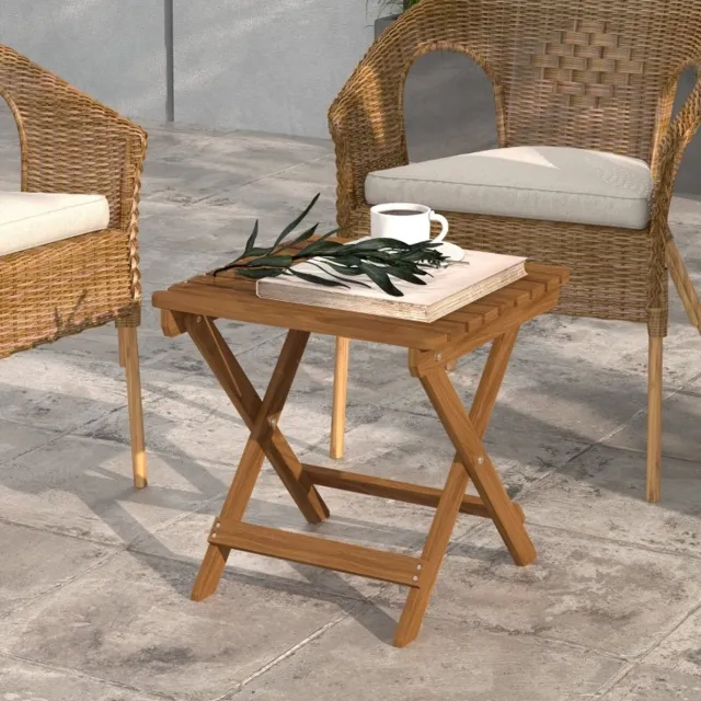HAUSS SPOLE Tuintafel - Opklapbare Bijzettafel Set Van 2 Voor Terras, Tuin En Kamperen - Acaciahout In Teakkleur - 45 X 45 X 45 Cm