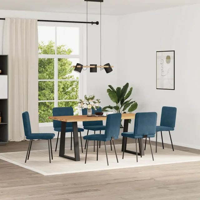 vidaXL Eetkamerstoelen 6 st fluweel blauw