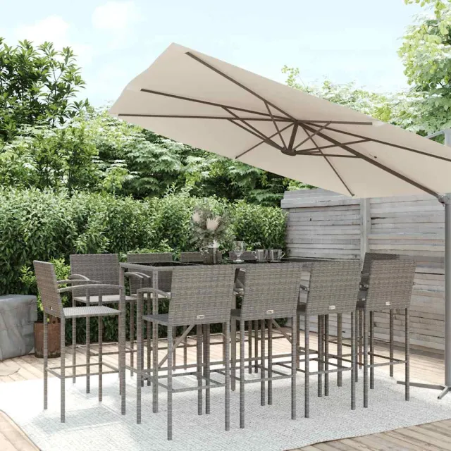 vidaXL 11-delige Tuinbarset poly rattan grijs, foto 2