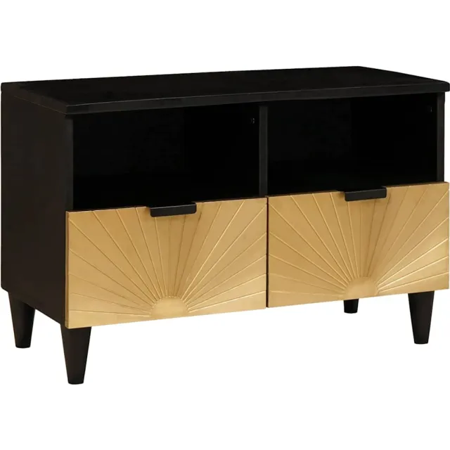 vidaXL TV-kast Zwart en Goud 70 x 33 x 46 cm Bewerkt hout