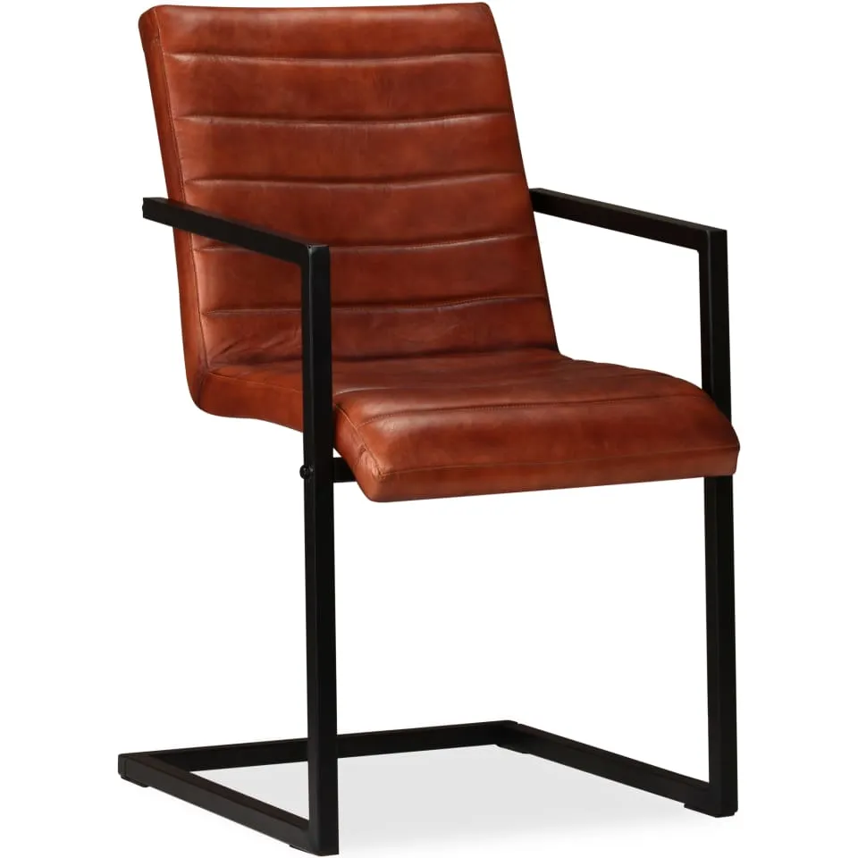vidaXL Eetkamerstoelen 4 st echt leer bruin, foto 2