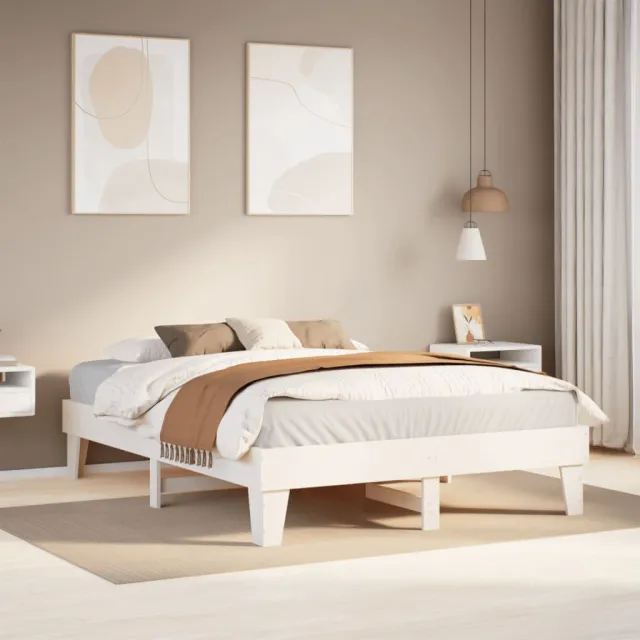 vidaXL Bedframe zonder matras massief grenenhout wit 160x200 cm