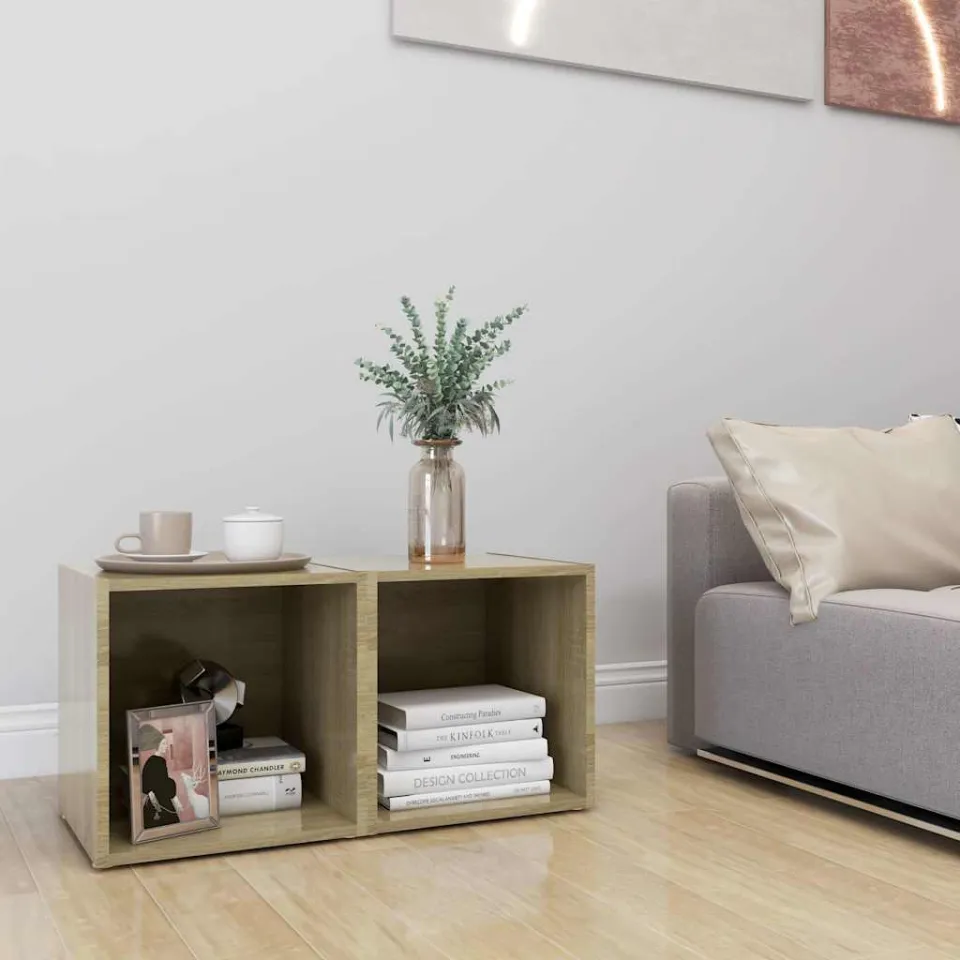 vidaXL Tv-meubelen 2 st 37x35x37 cm bewerkt hout sonoma eikenkleurig, foto 4