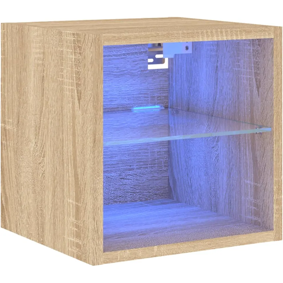 vidaXL Tv-wandmeubel met LED-verlichting 30x28,5x30 cm sonoma eiken, foto 3